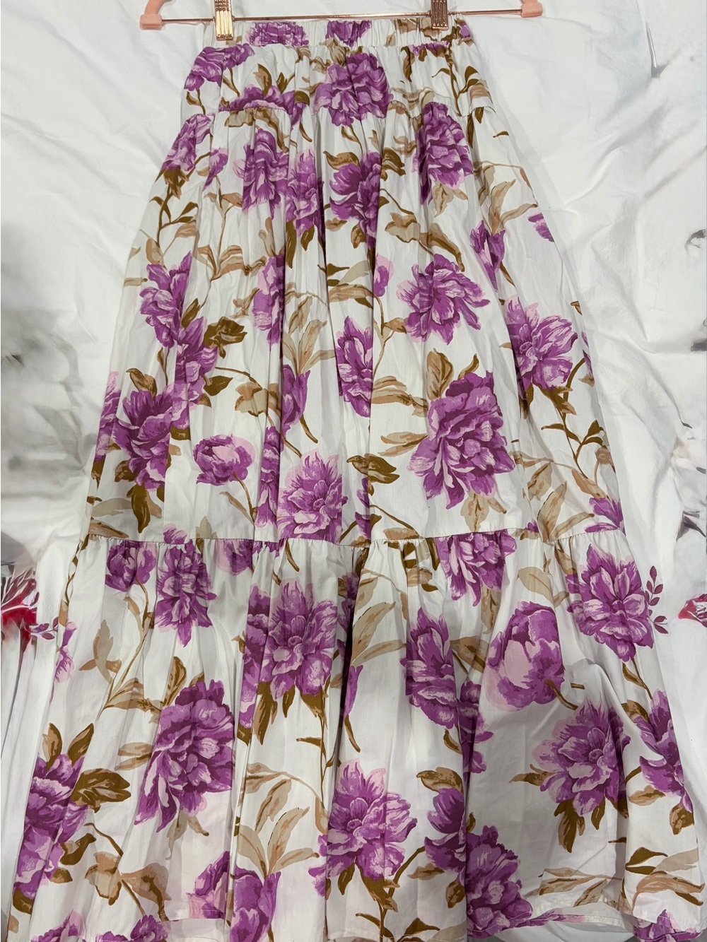 Abercrombie & Fitch Purple Floral Maxi Skirt on White